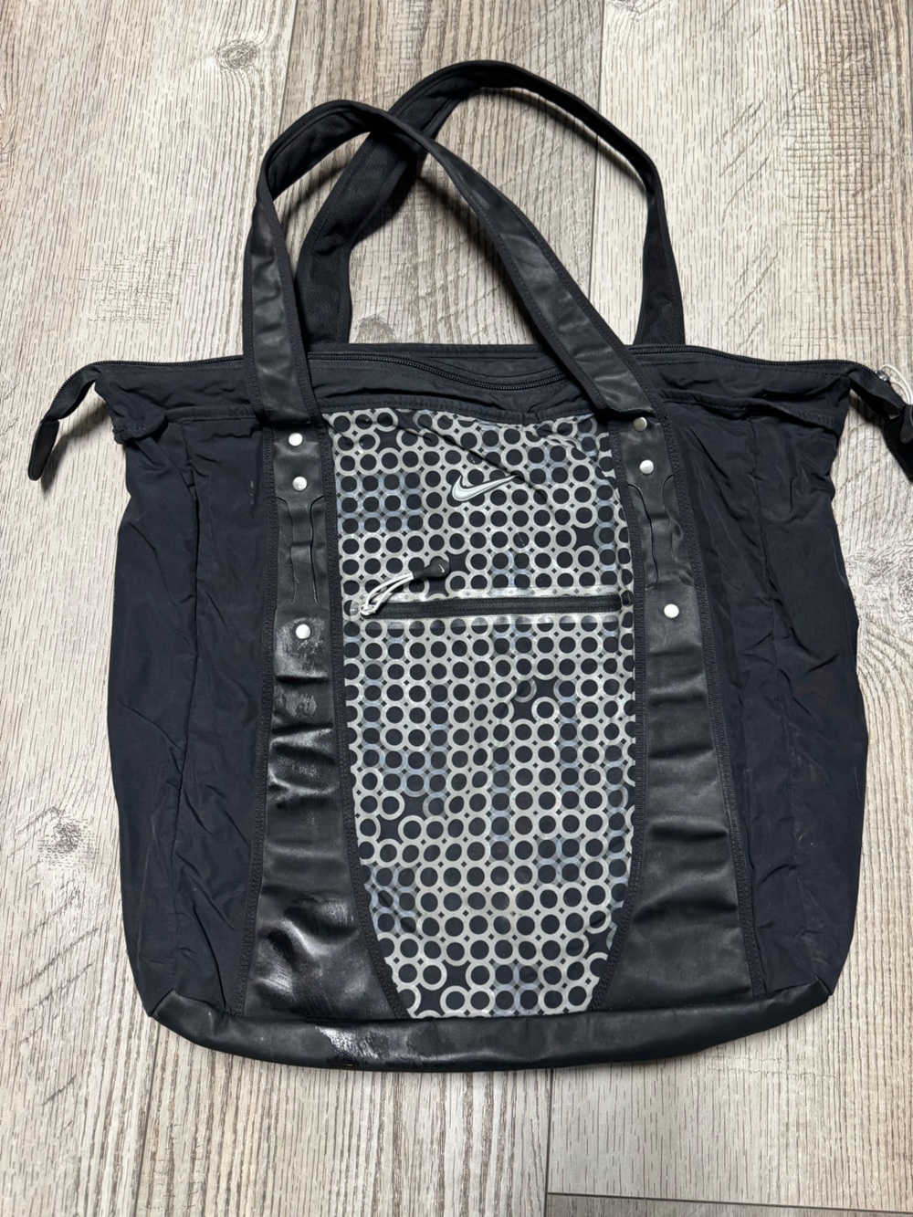 Nike large tote carryon picnic multi pocket gym bag black zipper top